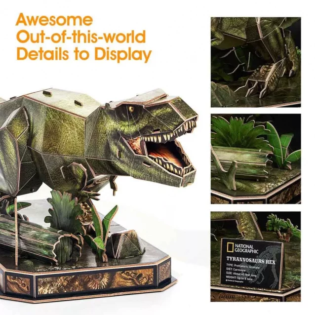 Трехмерная головоломка-конструктор CubicFun National Geographic Dino Тиранозавр Рекс (DS1051h) - 8
