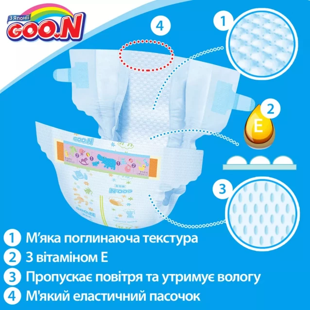 Підгузки Goo.N для дітей 6-11 кг, розмір M, на липучках, унісекс, 64 шт. (843154) - 9