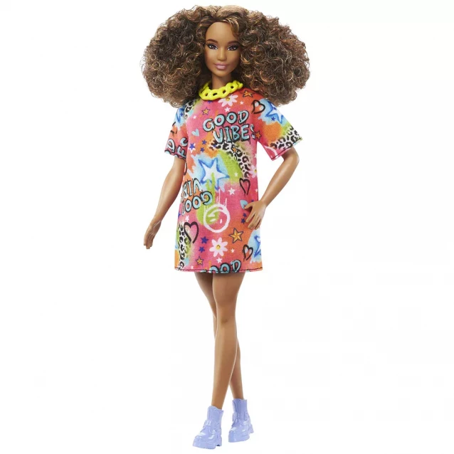 Лялька Barbie Модниця в яскравій сукні-футболці (HPF77) - 4