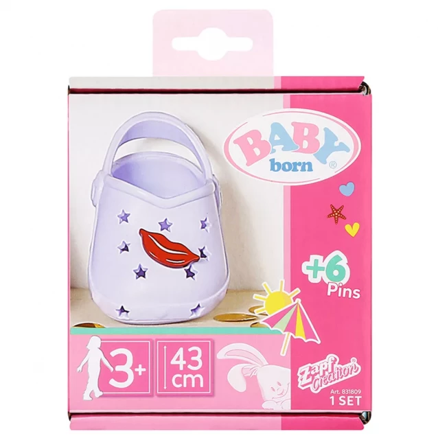 Обувь для куклы Baby Born Сандалии со значками 43 см сиреневые (831809-2) - 1