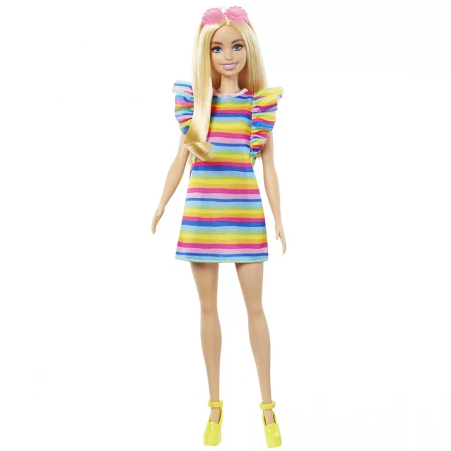 Лялька Barbie Модниця з брекетами у смугастій сукні (HPF73) - 4