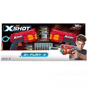 Red Скорострельный бластер EXCEL FURY 4 2 PK (3 банки, 16 патронов) дитяча іграшка
