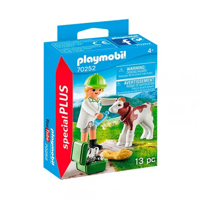 Ігровий набір Playmobil Ветеринар з телям (70252) - 1