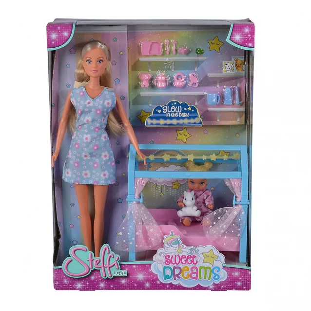 Кукольный набор Штеффи "Сладкие сны" с девочкой и кроватью, светящийся в темноте, 3 - 1