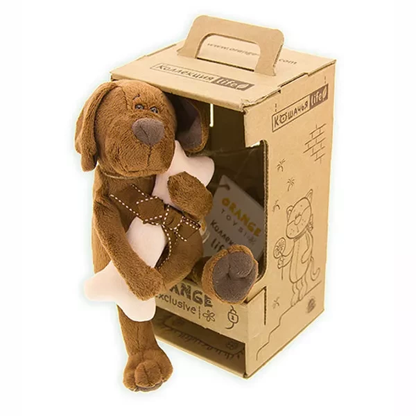 ORANGE Мягкая игрушка Пес Барбос с костью в коробке, 50 см - 1