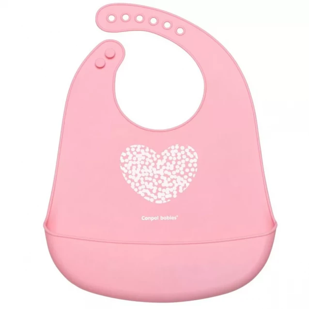 Canpol babies нагрудник силиконовый с карманом PASTEL розовый - 1
