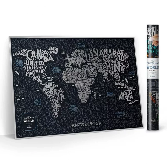 DREAM&DO Скретч карта світу "Travel Map Letters World " (тубус) - 5