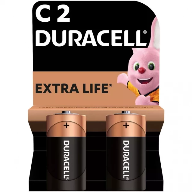 Батарейки лужні Duracell C 2 шт (5006001/5014436) - 1