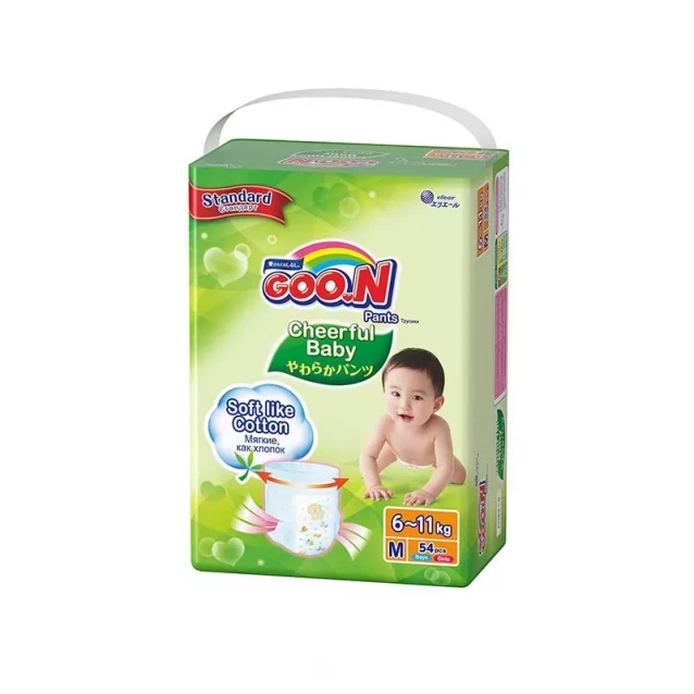 Підгузки-Трусики Goo.N Cheerful Baby Для Дітей 6-11 кг Розмір M, унісекс, 54 шт (843075) - 1
