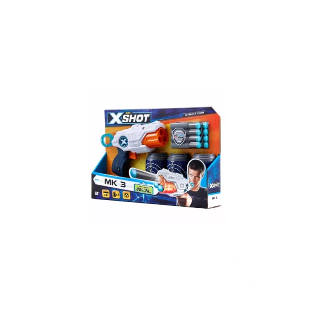 X-Shot Скорострельный бластер EXCEL MK 3 (3 банка, 8 патронов) - 2