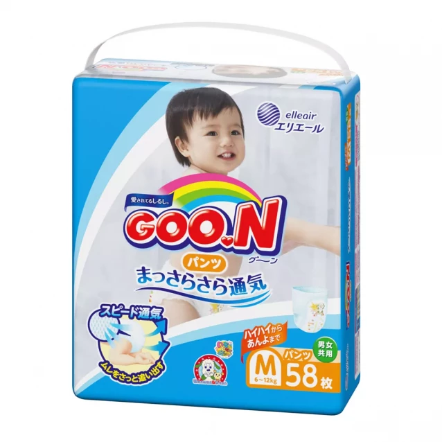 Трусики-подгузники Goo.N для детей 6-12 кг, размер M, унисекс, 58 шт. (843095) - 5