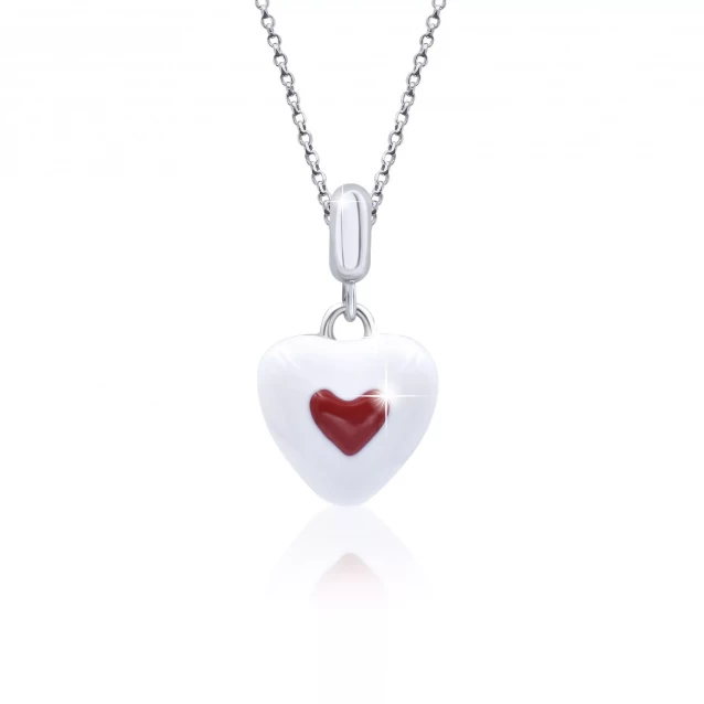 UMA&UMI браслет плетений з срібною прикрасою серце в серці Білий (Червоний) - 1
