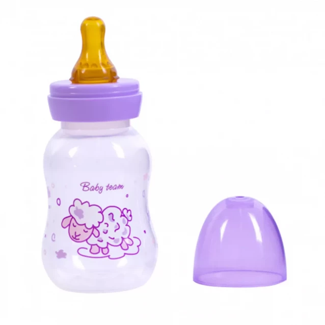 Пляшечка для годування Baby Team з латексною соскою 125 мл, 0+ (1300) - 2