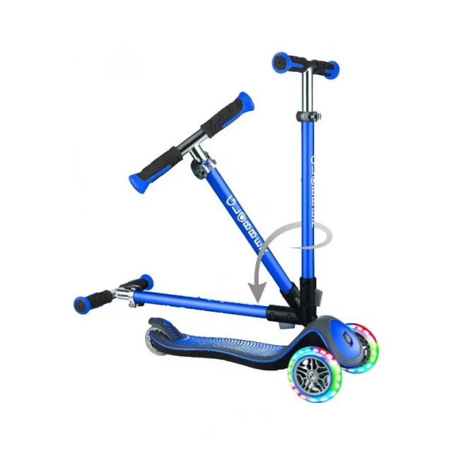 GLOBBER Самокат серии ELITE DELUXE синий, колеса с подсветкой, 50кг, 3+, 3 колеса - 2