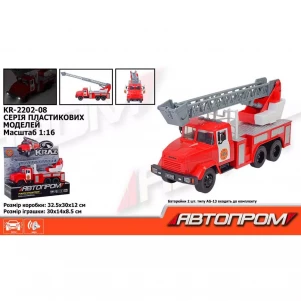 Машинка Автопром Пожежна КрАЗ 1:16 Серія 2 (KR-2202-08) дитяча іграшка