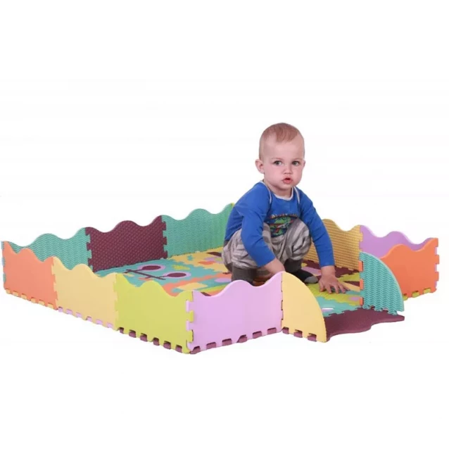 BABY GREAT Детский коврик-пазл Оживленный транспорт, с бортиком, 122х122 см - 4