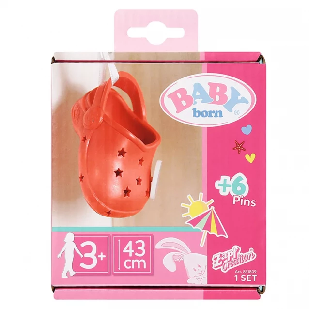 Обувь для куклы Baby Born Сандалии со значками 43 см красные (831809-4) - 1
