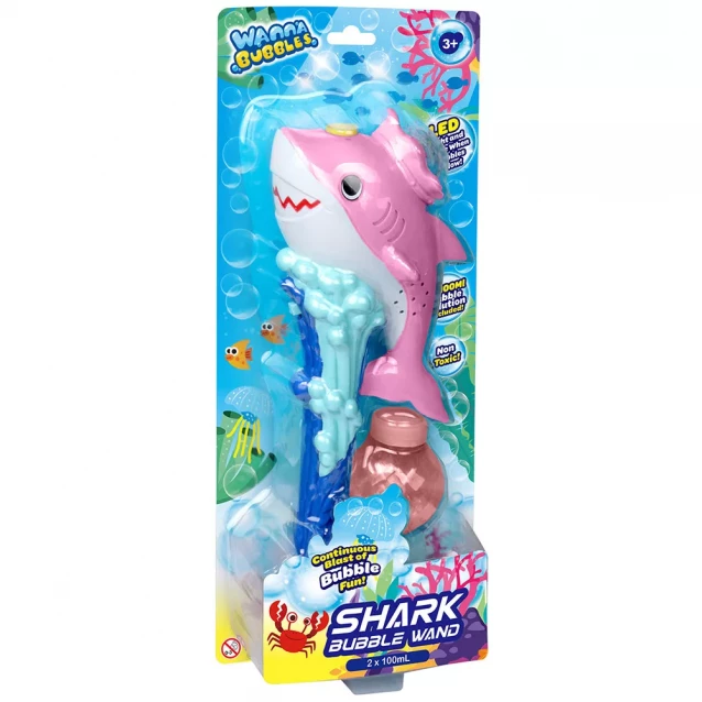 Мильні бульбашки "Весела акула", 80 мл, рожевий - 1
