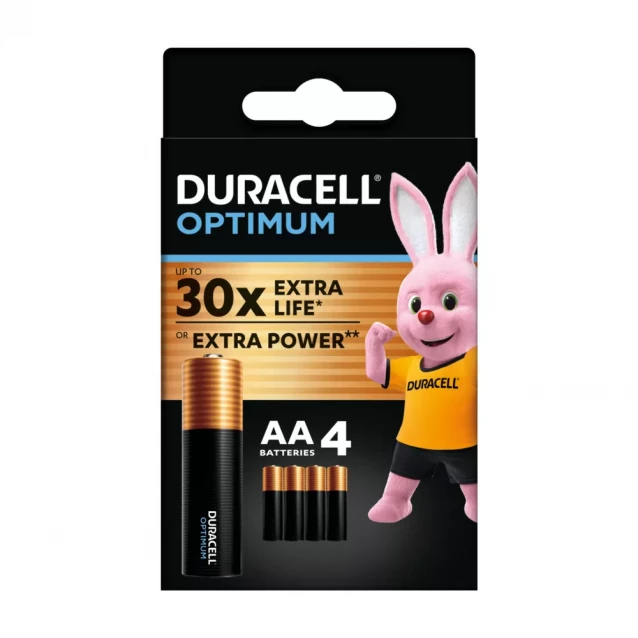 Батарейки лужні Duracell Optimum AA 4 шт (5015595) - 1