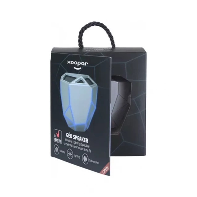 XOOPAR Акустична система - GEO SPEAKER (срібляста, син. LED, з Bluetooth, USB-кабелем) - 2