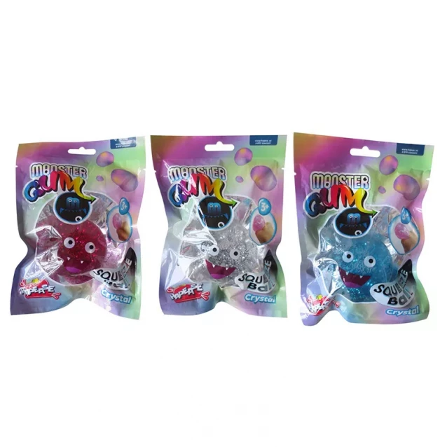 Monster Gum Іграшка-антістрес Monster Gum "Squeeze Ball - Crystal" 6 cm (см) 3 в ассортименте, дисплей 12 шт. - 4