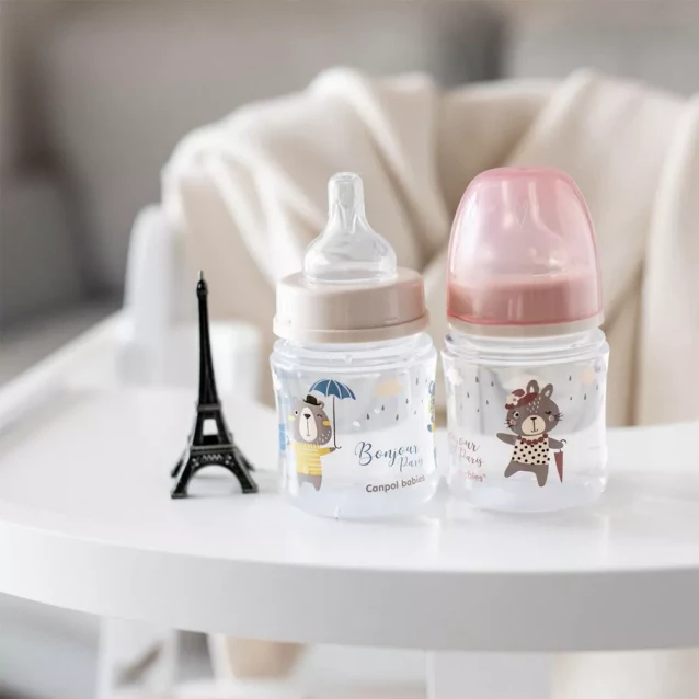 Бутылочка Canpol babies Easy Start Bonjour Paris с широким горлом aнтиколиковая 120 мл (35/231_blu) - 7