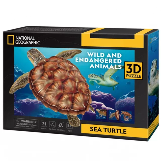 Трехмерная головоломка-конструктор CubicFun Исчезающие животные Морская черепаха (DS1080h) - 1