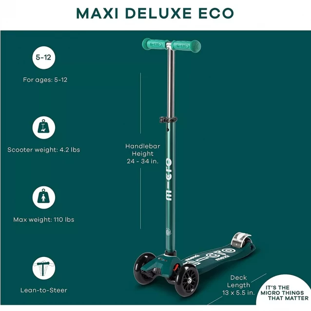 Самокат Micro Maxi Deluxe ECO зелений (MMD122) - 4
