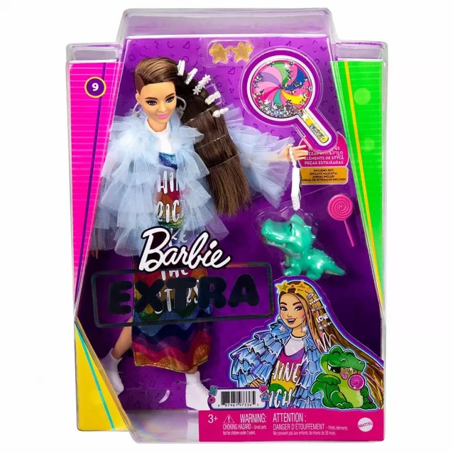 Кукла Barbie "Экстра" в длинной радужной платья (GYJ78) - 5