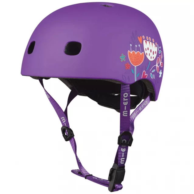Защитный шлем Micro Размер S 48-53 см фиолетовый с цветами (AC2137BX) - 2