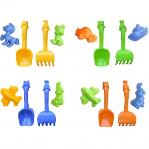 Дитячий пісочний набір: лопатка, граблі, дві паски малі, 4 види, 3+ дитяча іграшка