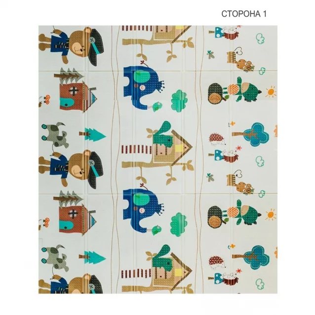 Дитячий двосторонній, складний килимок "Лісові мешканці та Добрі сусіди", 200х180x1см - 3