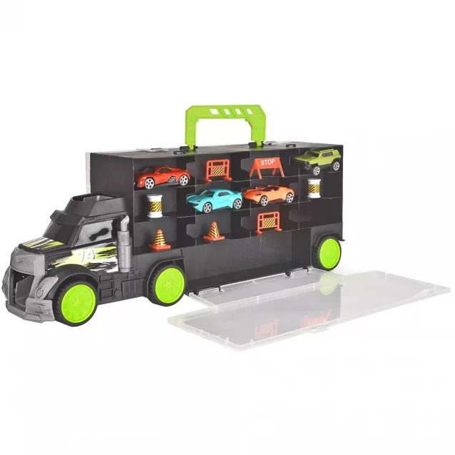 Игровой набор "Трейлер перевозчик авто" грузовик с ручкой, 4 машинки, 7 аксес., Дл. 43 см, 3 - 1