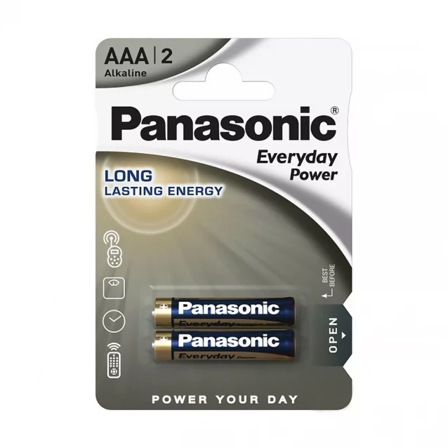 Батарейка PANASONIC EVERYDAY POWER щелочная AAА, 2 шт. (LR03REE/2BR) - 1