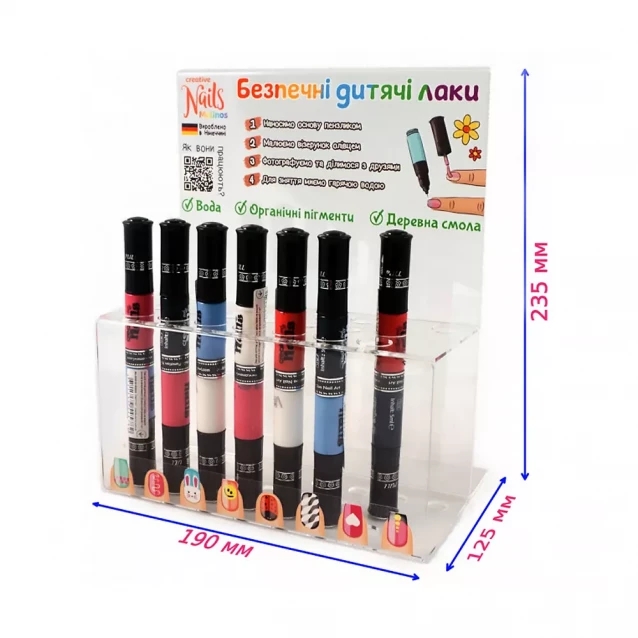 MALINOS Детский лак-карандаш для ногтей Creative Nails на водной основе (2 цвета Черный + Голубой) - 6