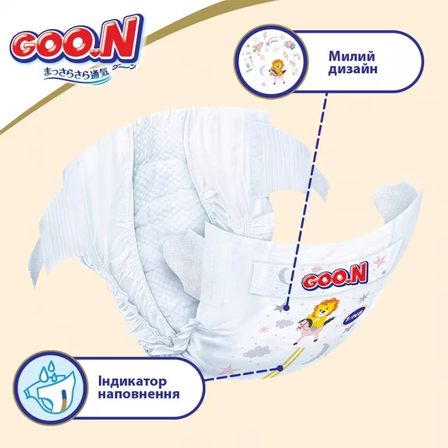 Підгузки GOO.N Premium Soft для дітей 7-12 кг (розмір 3(M), на липучках, унісекс, 64 шт) - 8
