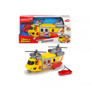 DICKIE TOYS Функціональний гелікоптер Служба порятунку з лебідкою, звук. та світл. ефектами, 30 см, 3+ дитяча іграшка