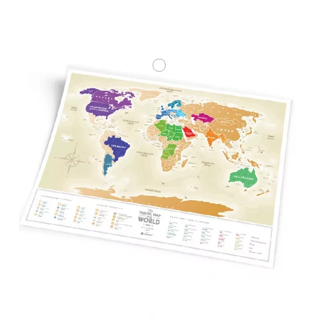DREAM&DO Скретч карта мира "Travel Map Gold World" (рус) (тубус) - 1