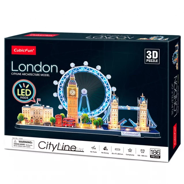 Тривимірна головоломка-конструктор CubicFun City Line Лондон з LED підсвіткою (L532h) - 1