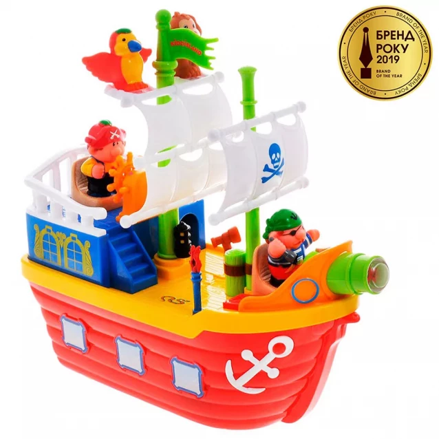 Розвиваюча іграшка Kiddieland Піратський корабель на колесах, (038075) - 1
