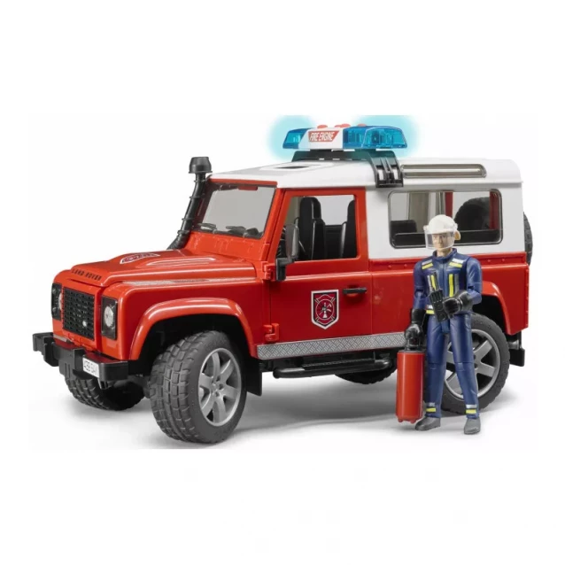 BRUDER Машинка игрушечная - Ленд Ровер Пожарная + фигурка пожарного - 1