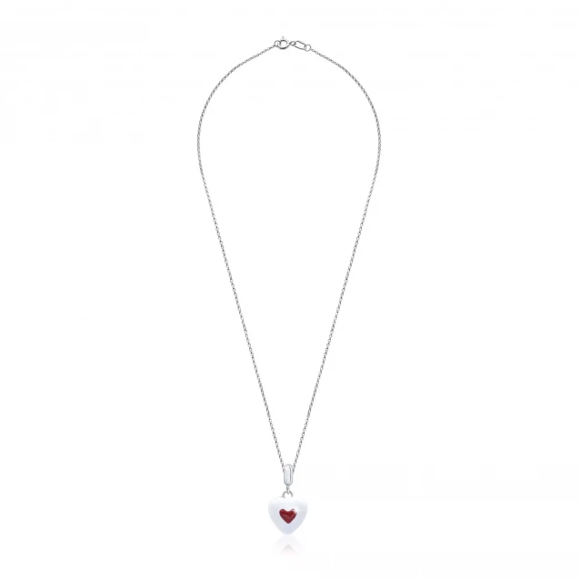 UMA&UMI браслет плетений з срібною прикрасою серце в серці Білий (Червоний) - 2