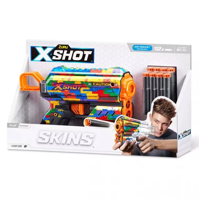 Бластер X-Shot Skins Flux Striper 8 патронів (36516K) - 2