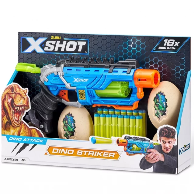 Скорострільний бластер X-shot Dino Striker New (4860R) - 4