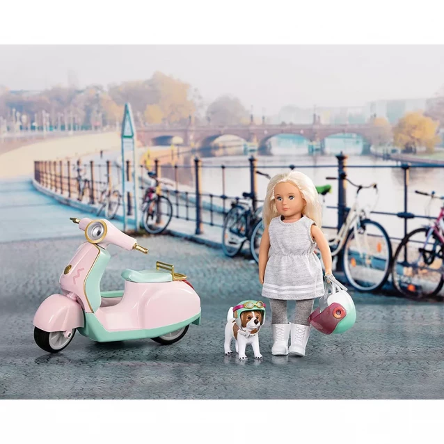 Транспорт для кукол Скутер с коляской и собачкой LO37034Z - 2