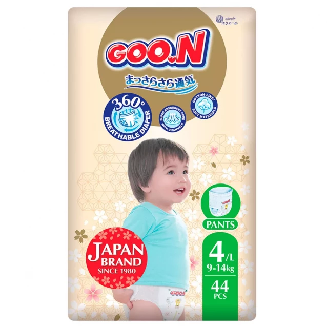 Трусики-підгузки Goo.N Premium Soft Розмір 4L, 9-14 кг 44 од (F1010101-157) - 1
