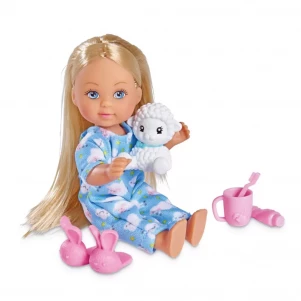 SIMBA STEFFI & EVI Лялька Еві "Вечірня казка" у піжамі, з іграшкою  та аксес. для чистки зубів, 3+ лялька
