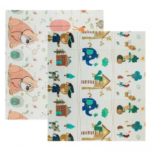 Дитячий двосторонній, складний килимок "Лісові мешканці та Добрі сусіди", 200х180x1см для малюків