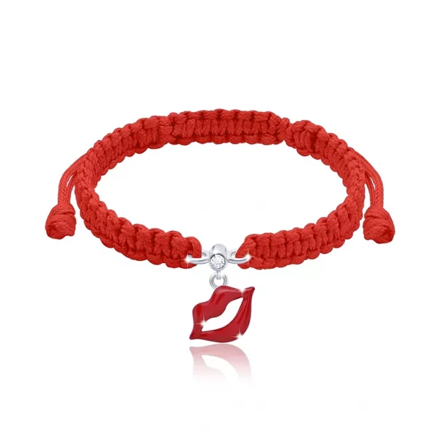 UMA&UMI Браслет дитячий плетений зі срібною прикрасою Губки червоний (Червоний) - 1