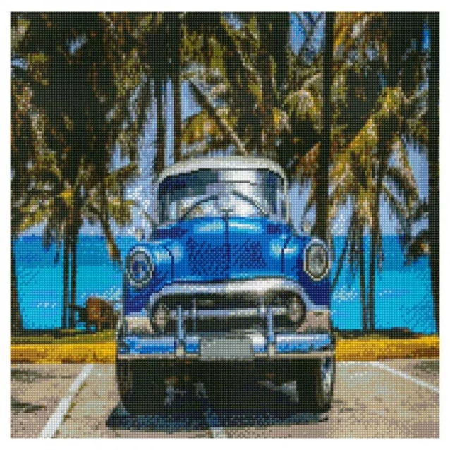 Алмазна картина Strateg Синій ретро автомобіль 50х50 см (GA0011) - 1